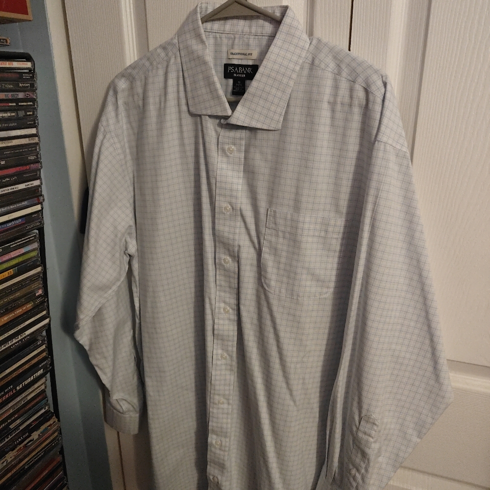 Jos. A. Bank Men's Light Blue Checkered Dress Shirt
